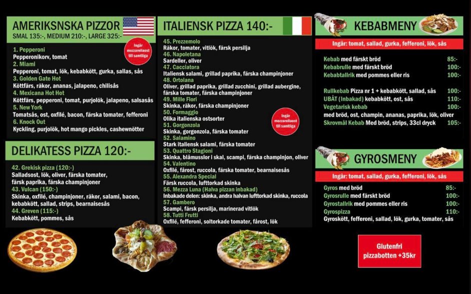 Pizzeria Napoli Leksand Pizza Meny 2